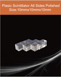 Plastic scintillator material, equivalent Eljen EJ 200 or Saint gobain BC 408  scintillator,  wrapped aluminum foil and black vinyl, 5x5x5mm 